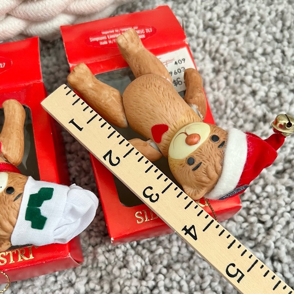 Pair of Vintage Silvestri Porcelain Teddy Bear Christmas Tree Ornaments NOS - Picture 9 of 13